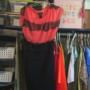 Fusia and black dress